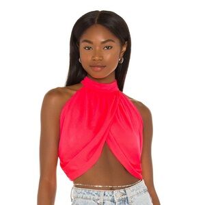 Emani Wrap Crop Top Coral